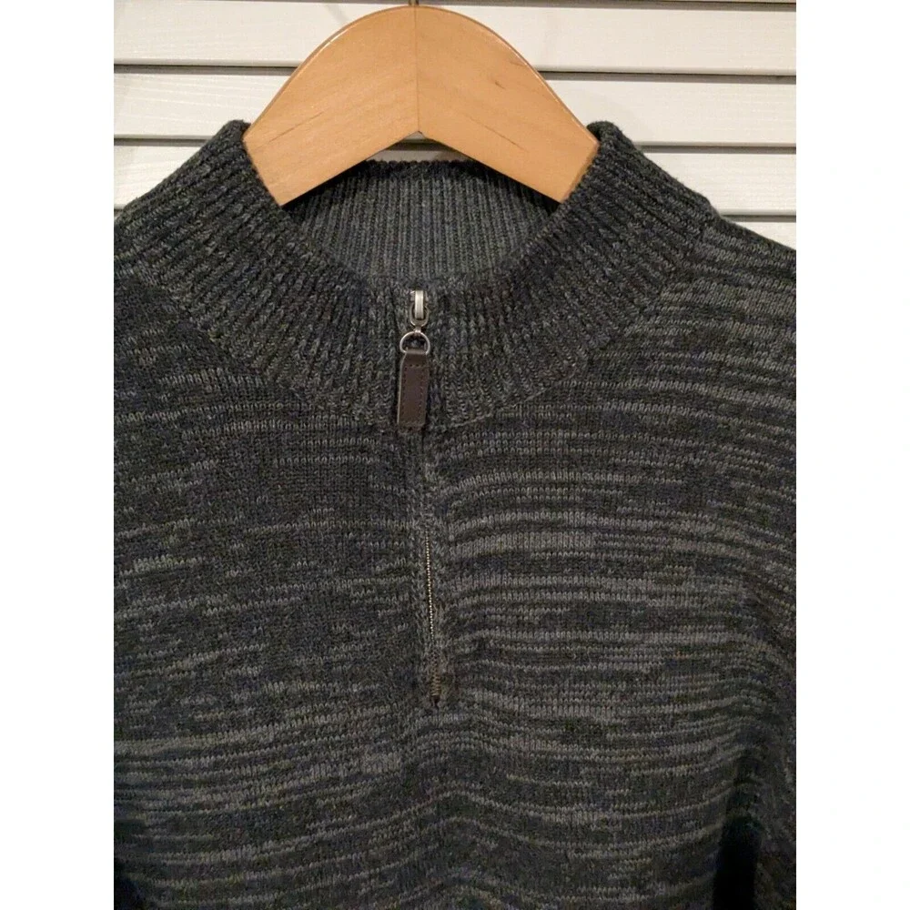 George Quarter Zip Sweater Mens‎ M 38-40 Heather Gray Grandpa